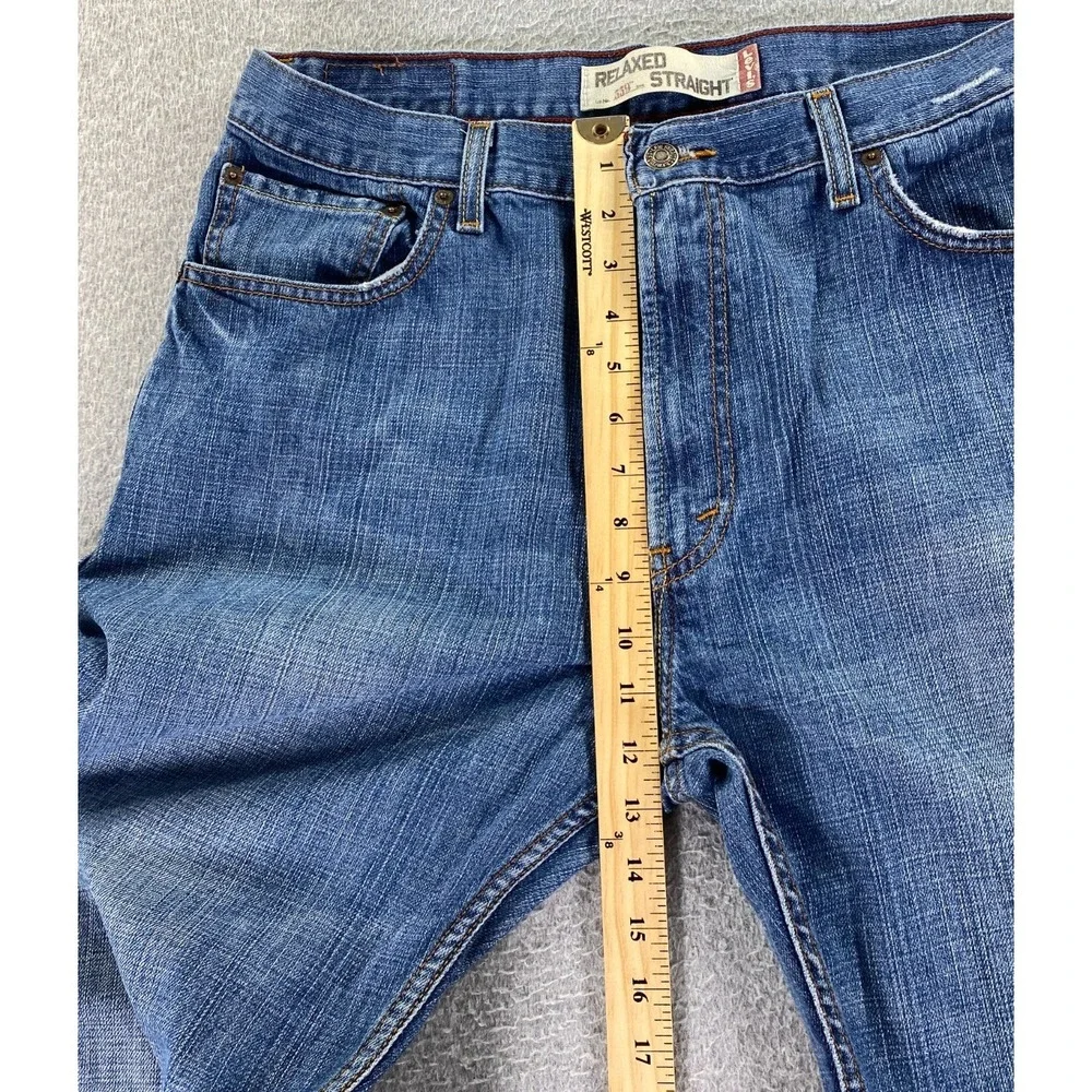 Levis 559 Relaxed Straight Jeans Mens 36x32 Blue Med Wash 100% Cotton Distressed